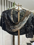 1920s Sequin black and gold shawl