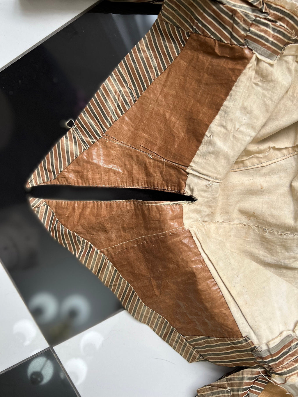 1850s silk bodice blouse in golden bronze  stripes