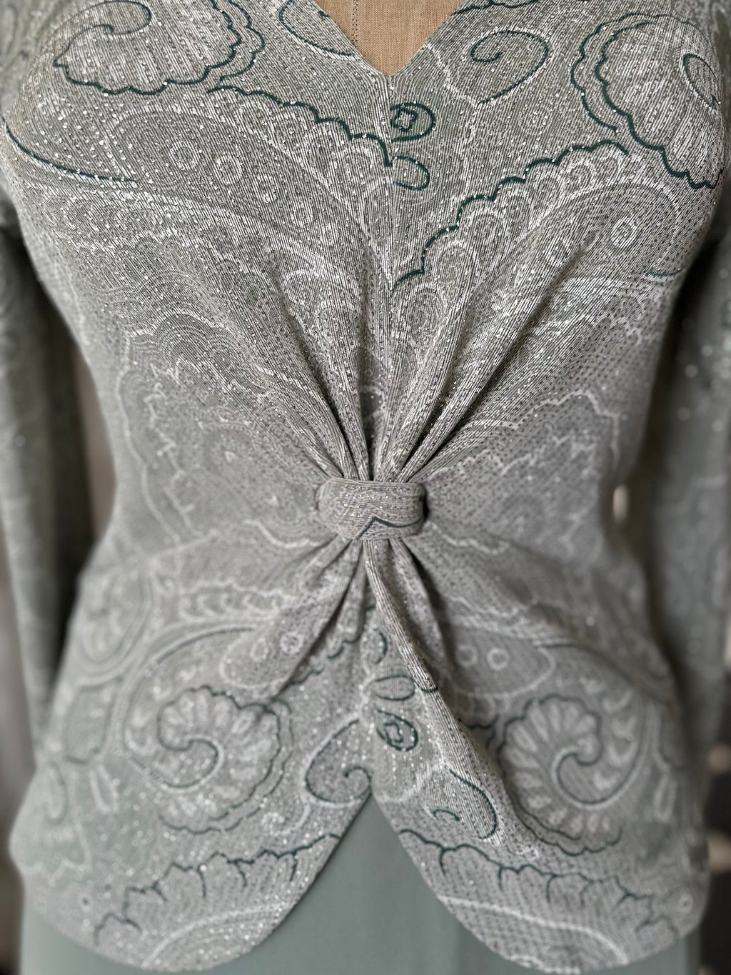 1970s Sage green dress blouse and skirt