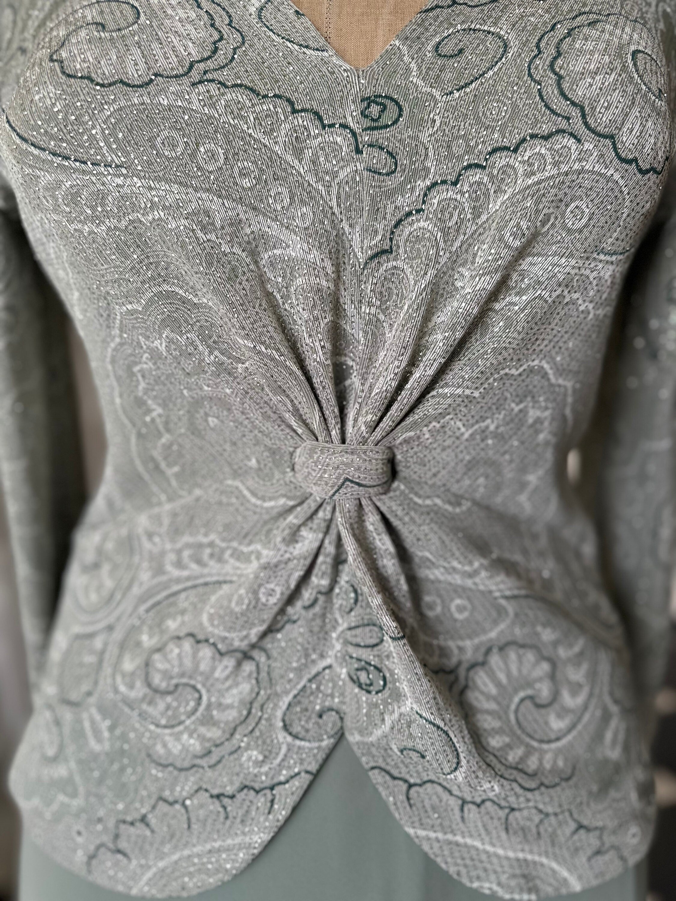 1970s Sage green dress blouse and skirt