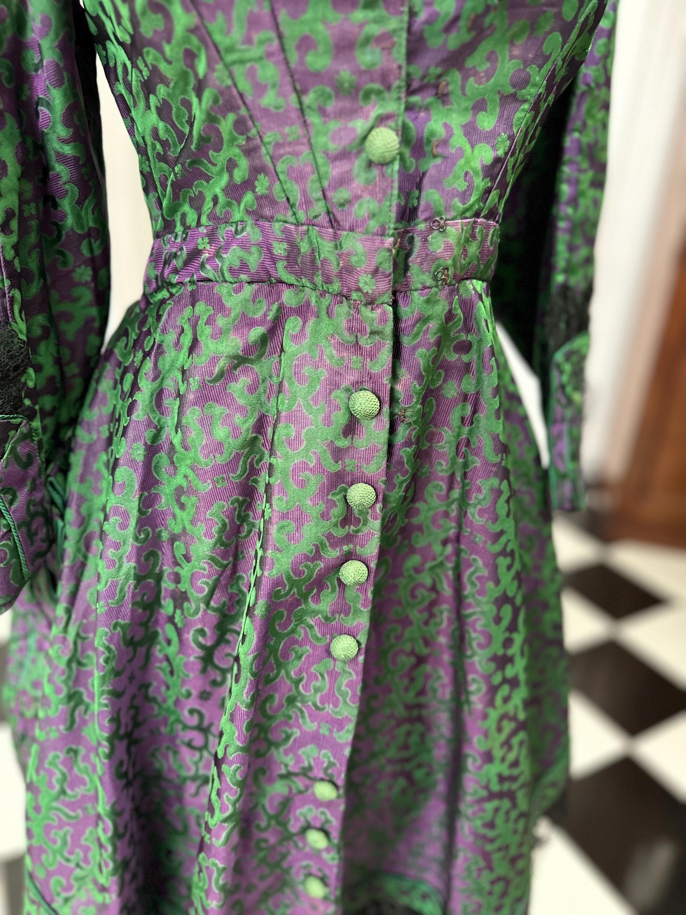 Victorian coat Long Back Short Front with Bobbin Lace Trimming and Bows
