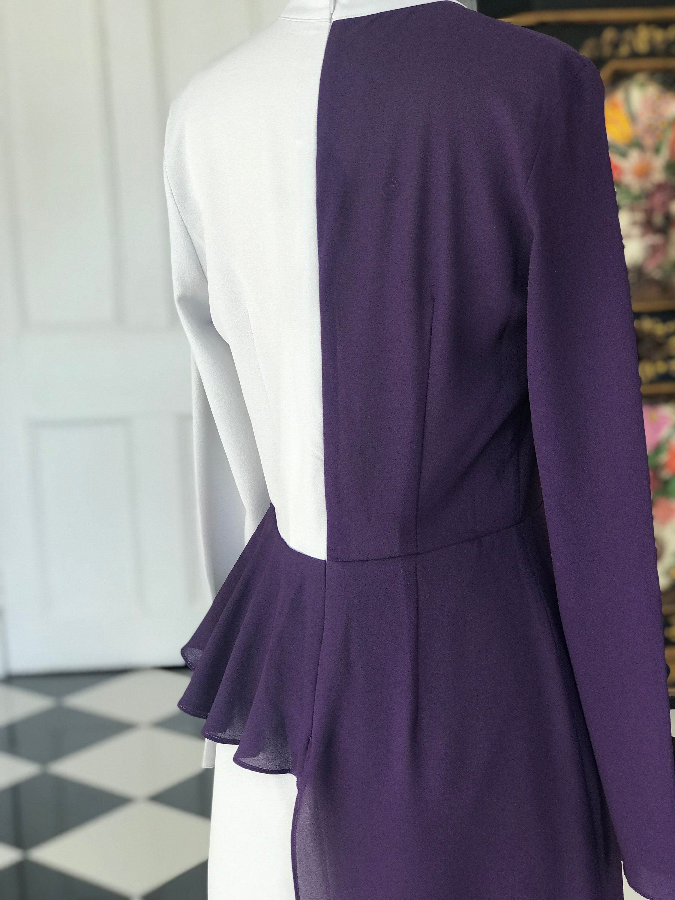 Y2K NWT Isabel Garcia Asymmetrical Color-Block Midi Dress | Purple & Dove Grey