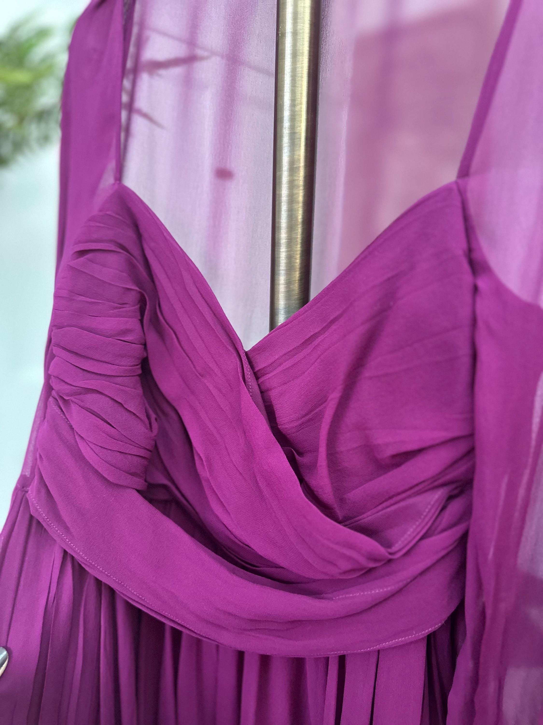 1990s rasberry colour La Perla silk dress