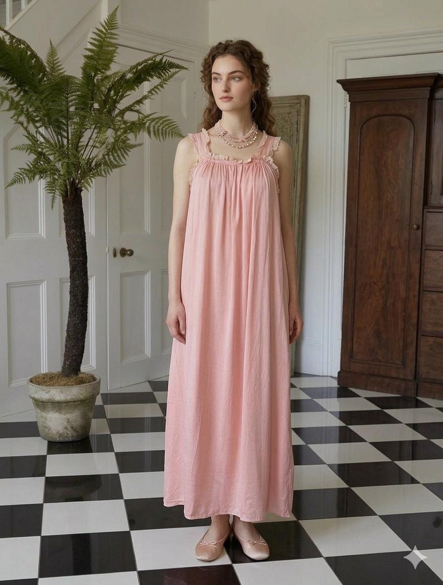 1940s Silk peach smock style peach slip