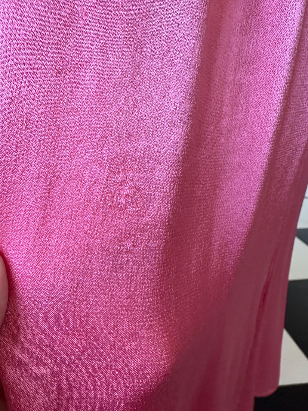 1940s silk satin and chiffon hot pink hand embroidered slip dress