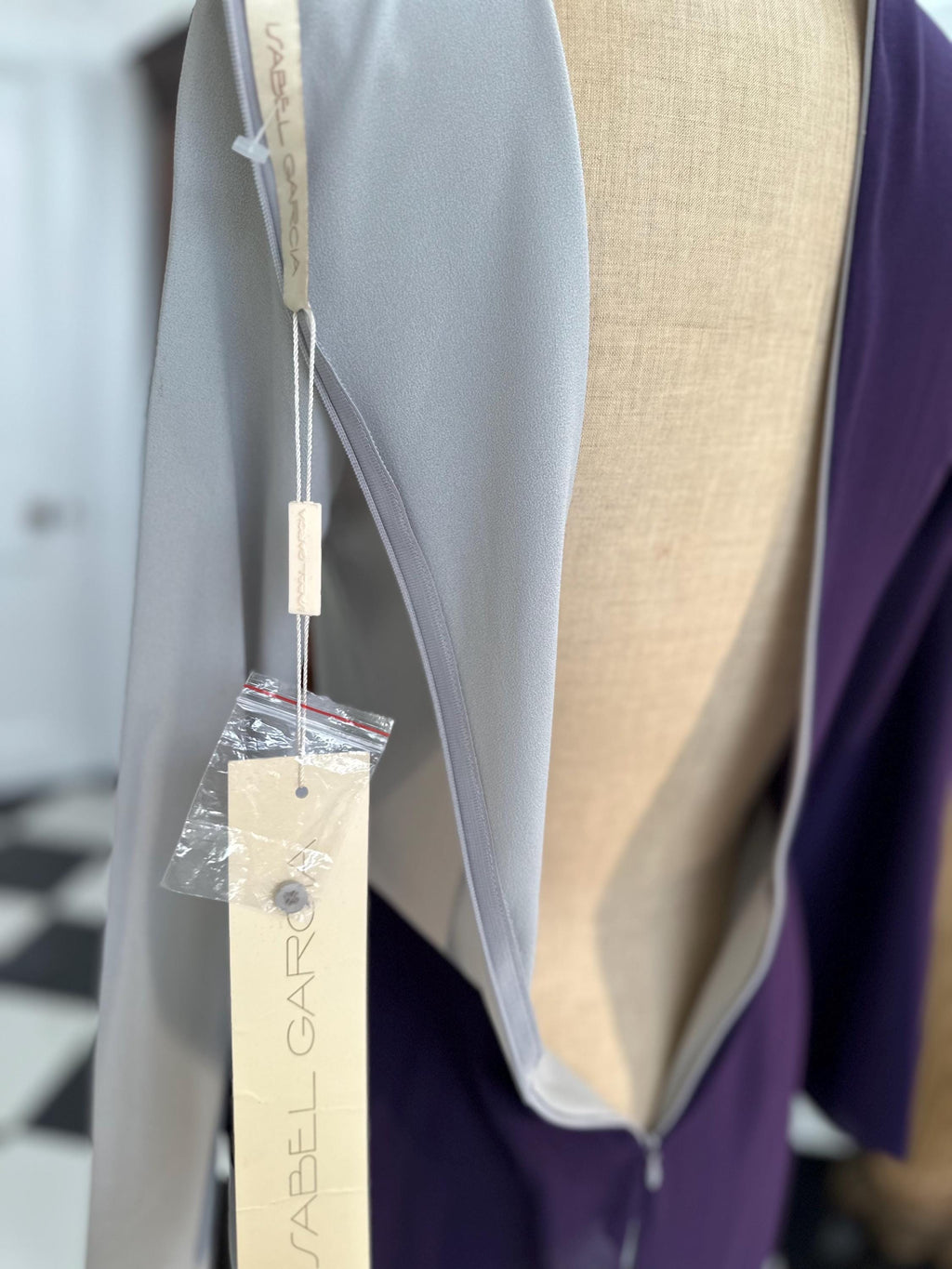 Y2K NWT Isabel Garcia Asymmetrical Color-Block Midi Dress | Purple & Dove Grey