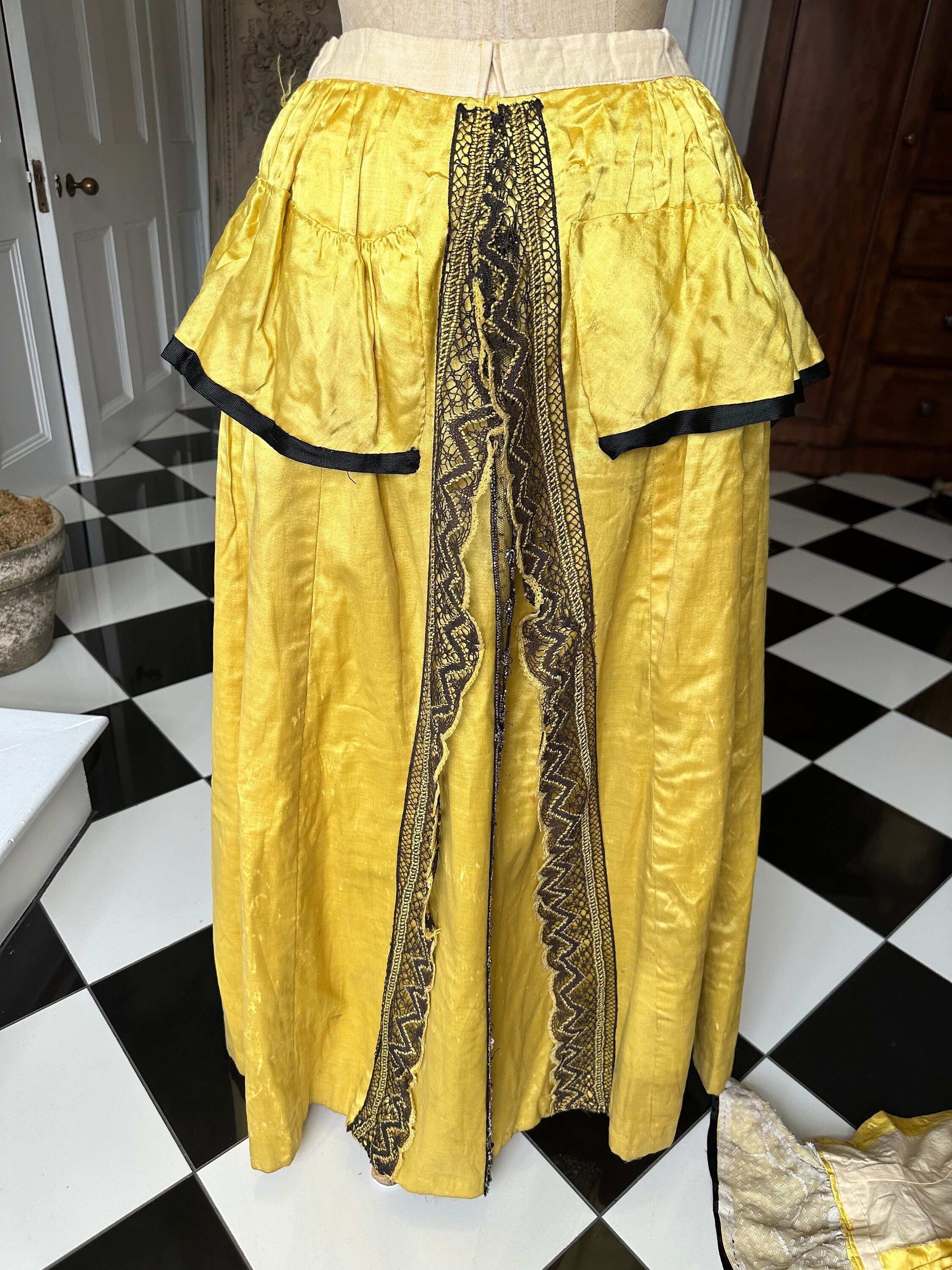 Yellow and black lace Victorian theatre  costume