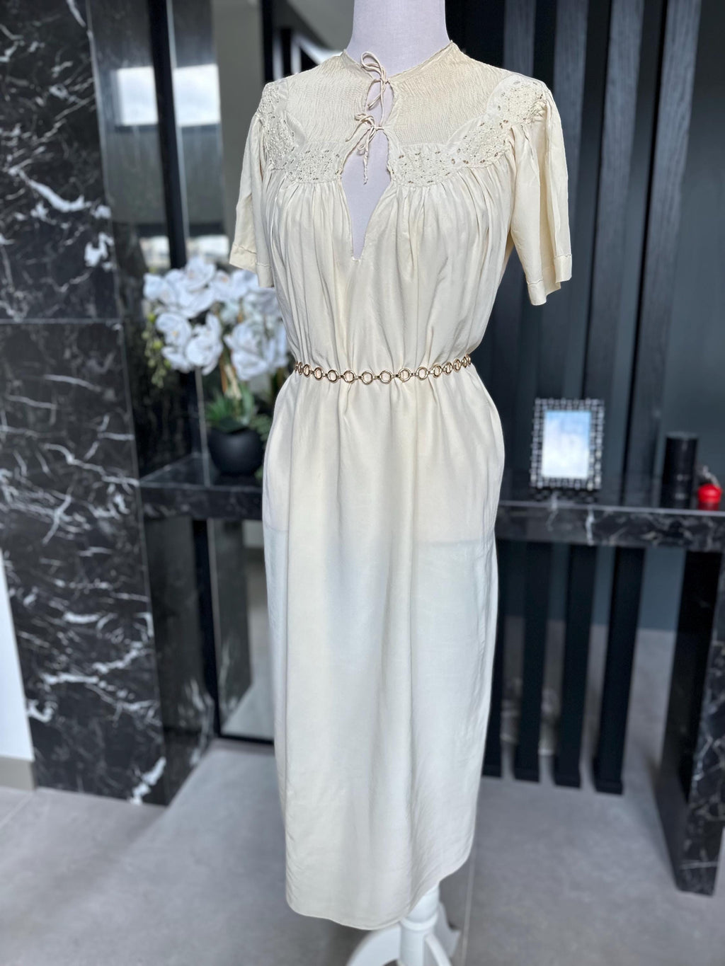 Antique 1920s-1930s Hand-Smocked Silk Gown – Rare Art Deco Collector's Piece
