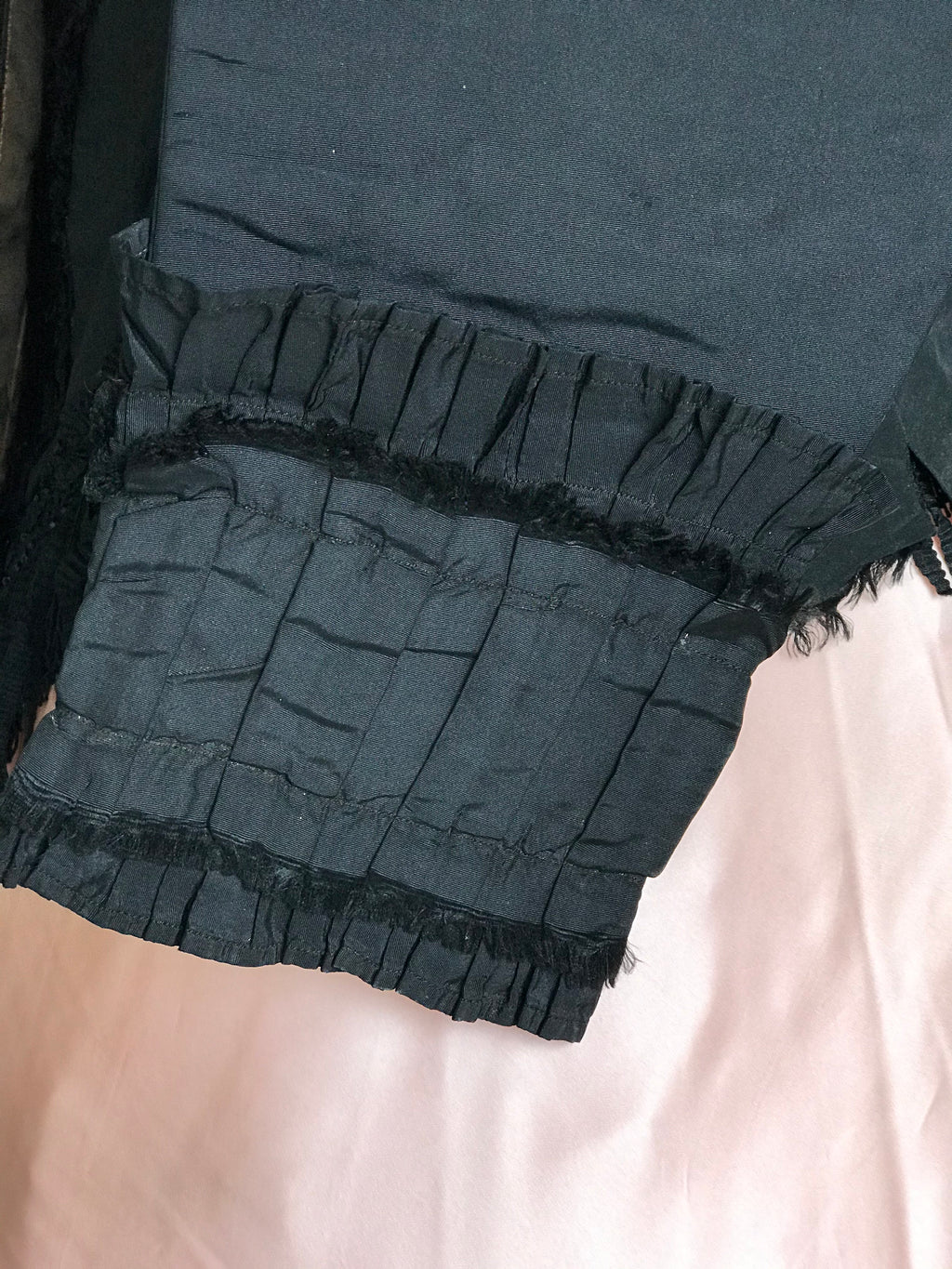 1860s Victorian Black Silk Bodice Jacket with Passementerie