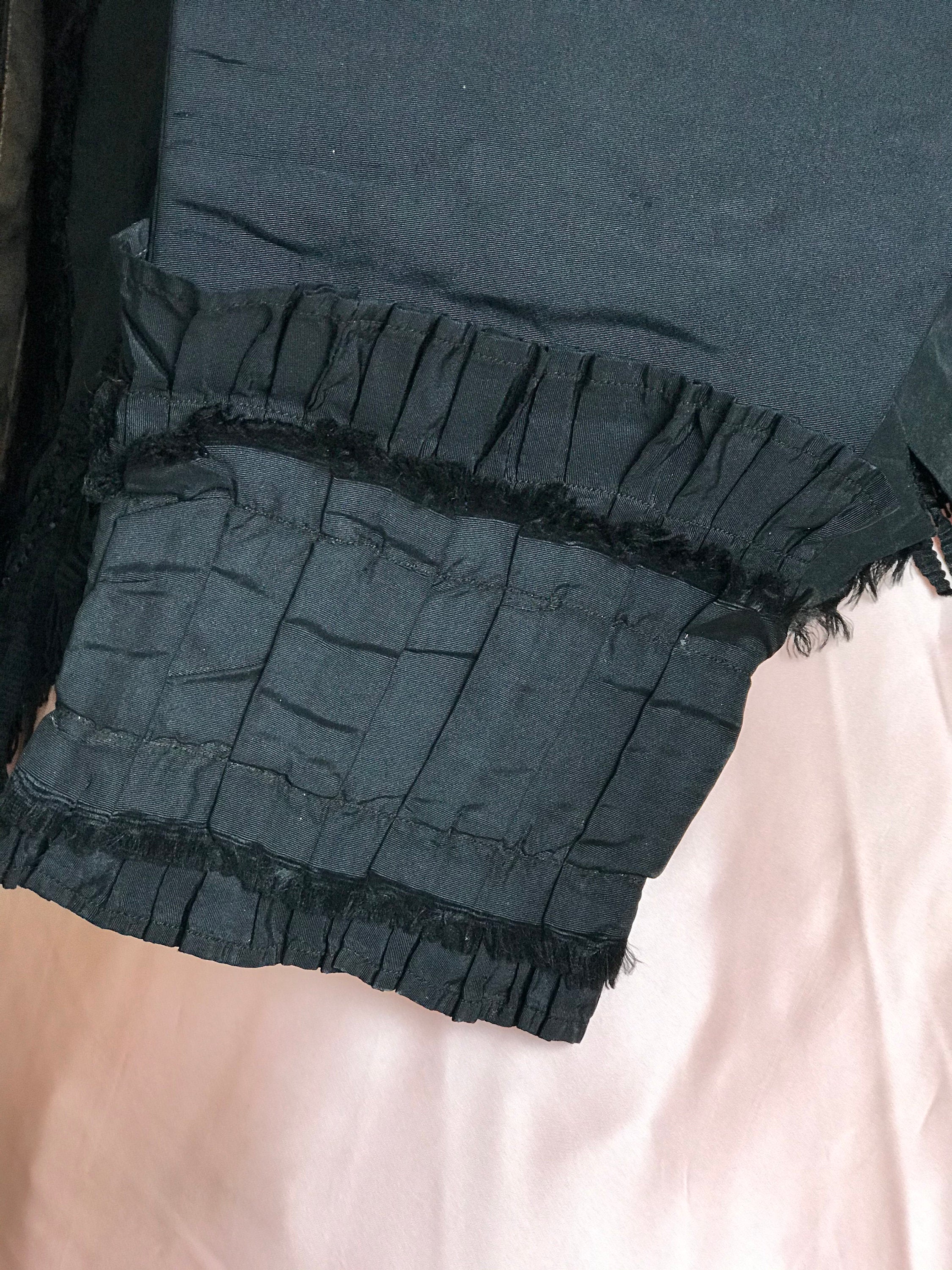1860s Victorian Black Silk Bodice Jacket with Passementerie
