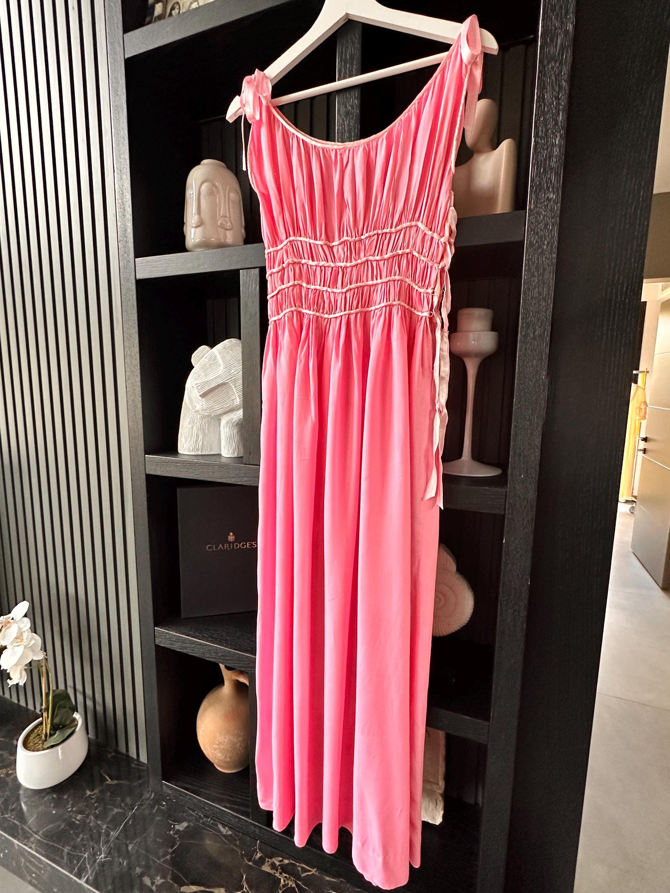 1940s Pink Gown | ruffle bodice Slip.