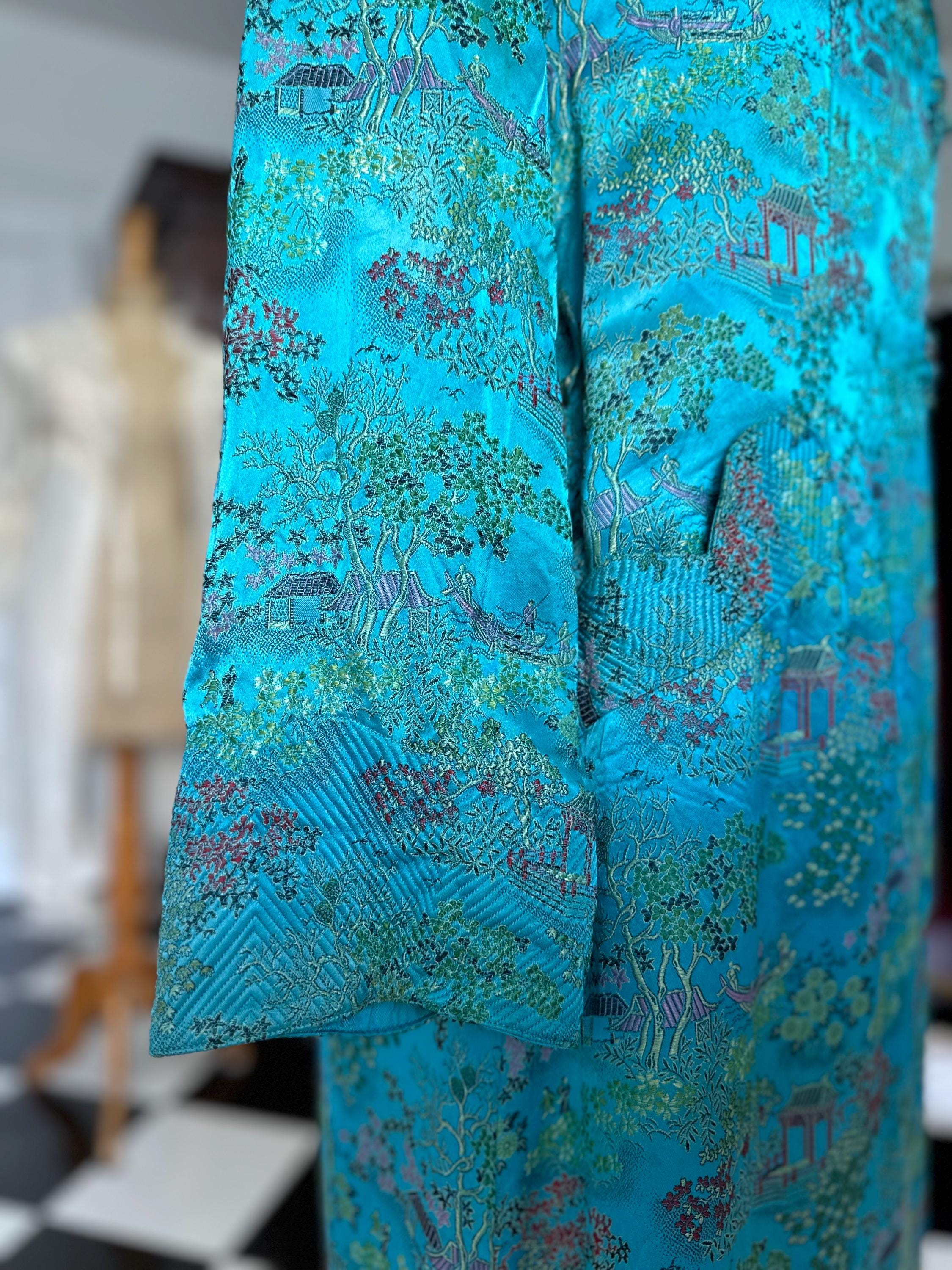 1940s Chinese robe gown coat dress