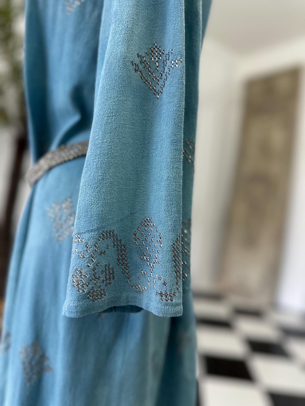 1920s blue silk georgette with duster coat