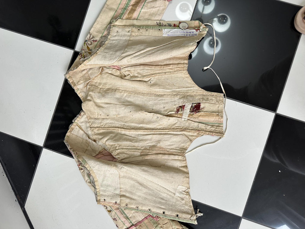 Rare 1770s Spitalfields Silk Bodice with Elegant Trimming Museum Quality Collectible