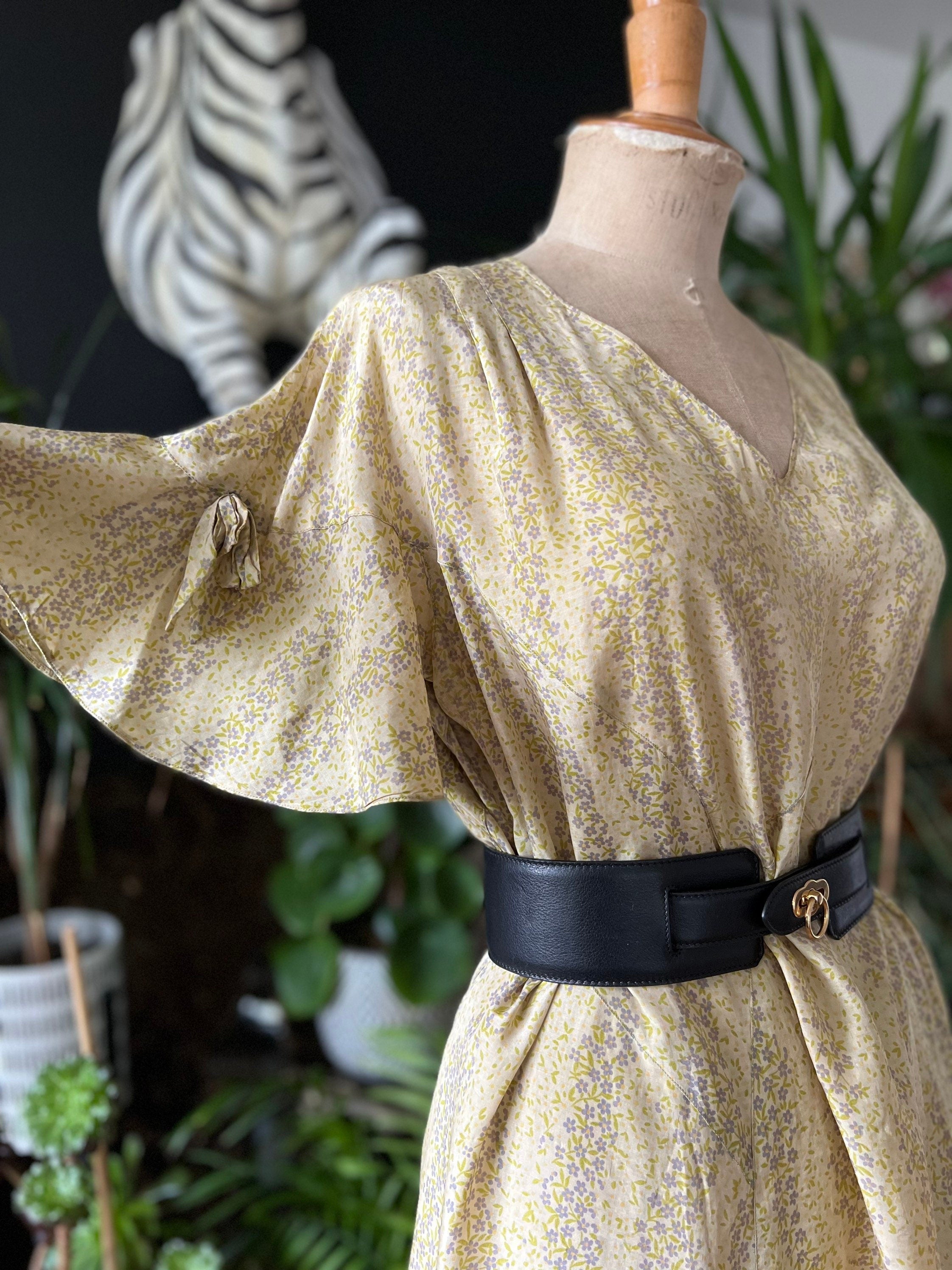 1920s 1930s summer Silk floral dress short sleeves