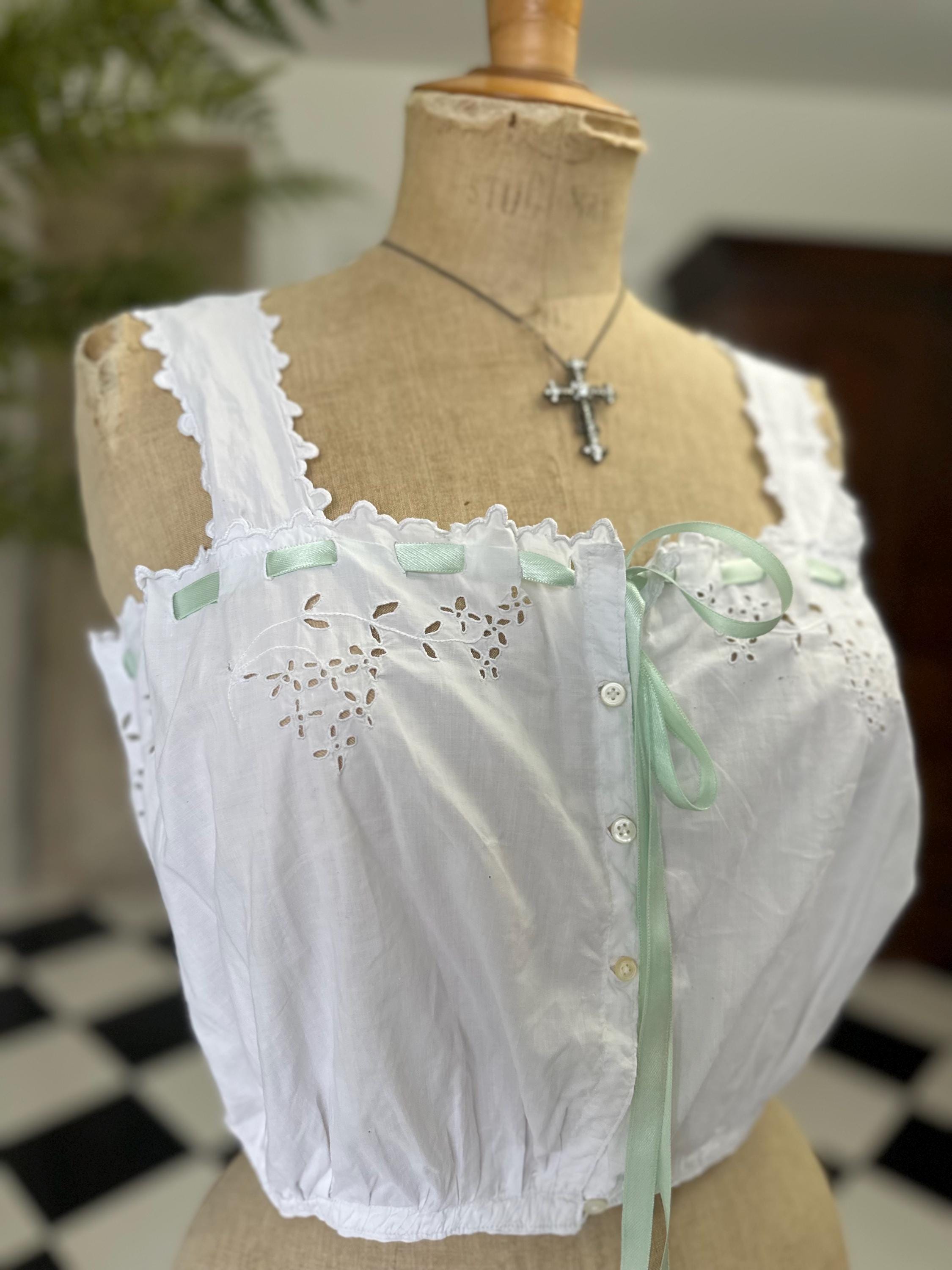 Elegant Victorian Edwardian Lace and Cotton Corset Cover