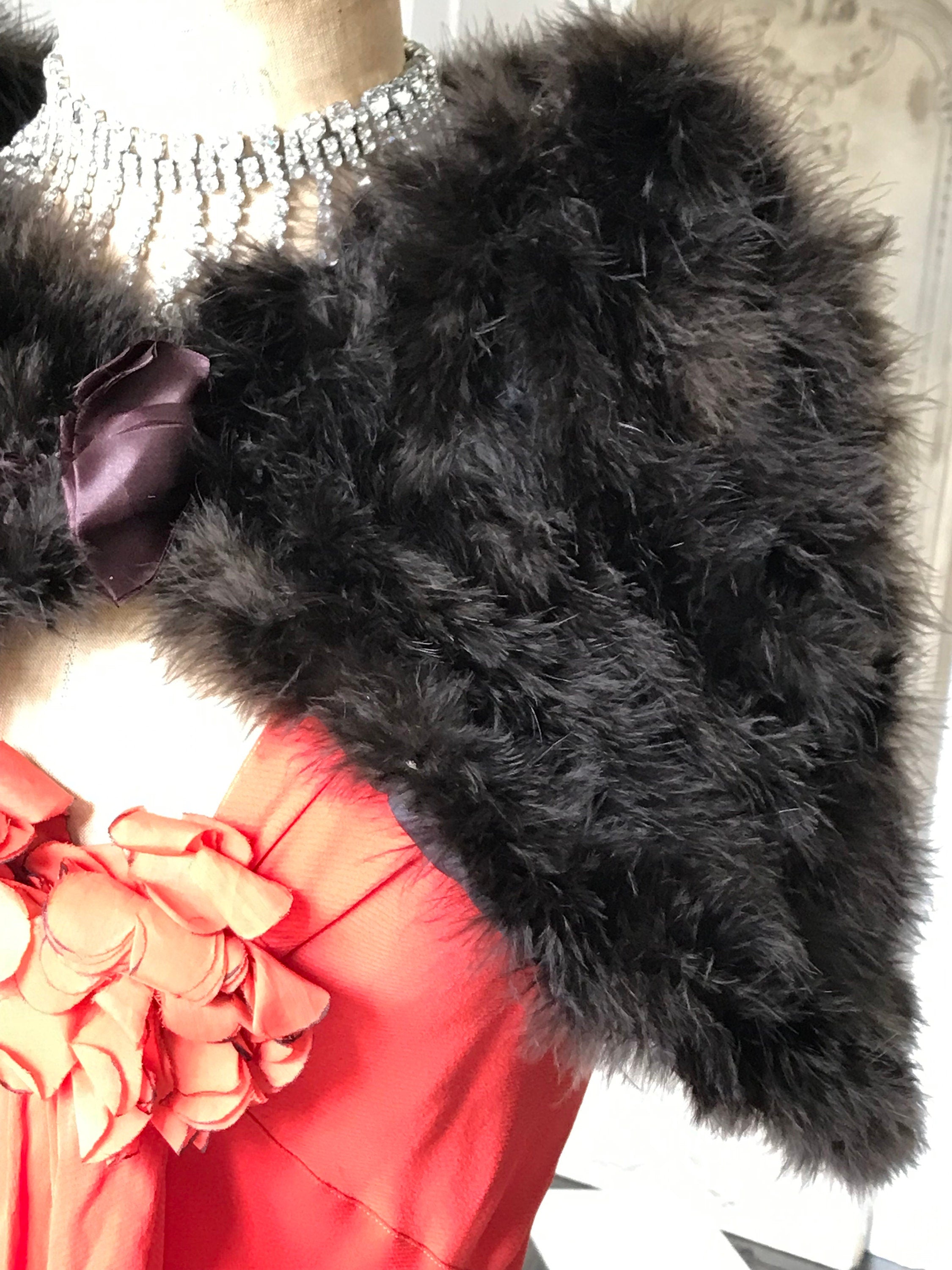 1930s Brown marabou feather shawl cape shrug