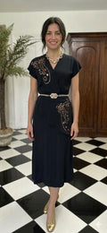 1940s black dress with sequin details