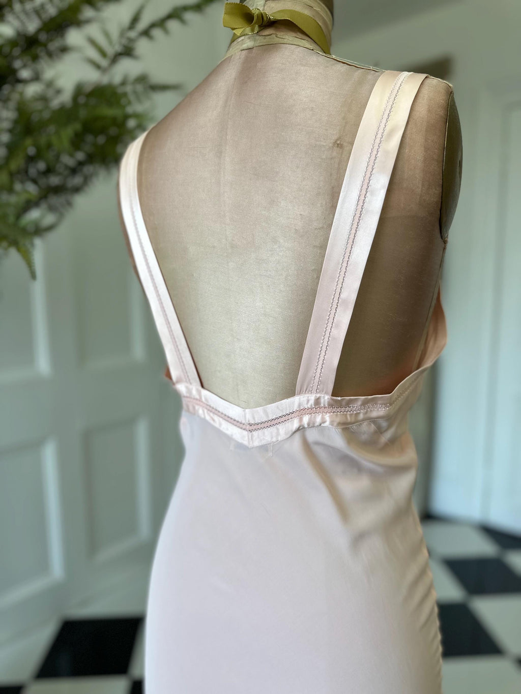 1930s Vintage Long Bias Cut Slip peach Dress by Barbizon
