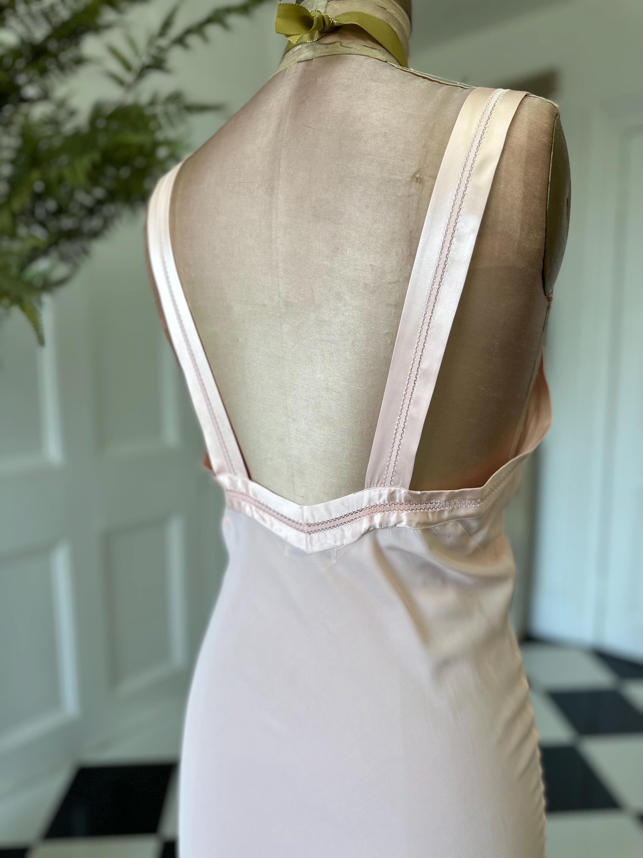 1930s Vintage Long Bias Cut Slip peach Dress by Barbizon
