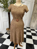 1940s Ribbon Work Dress: Brown Vintage Irene of Glenton