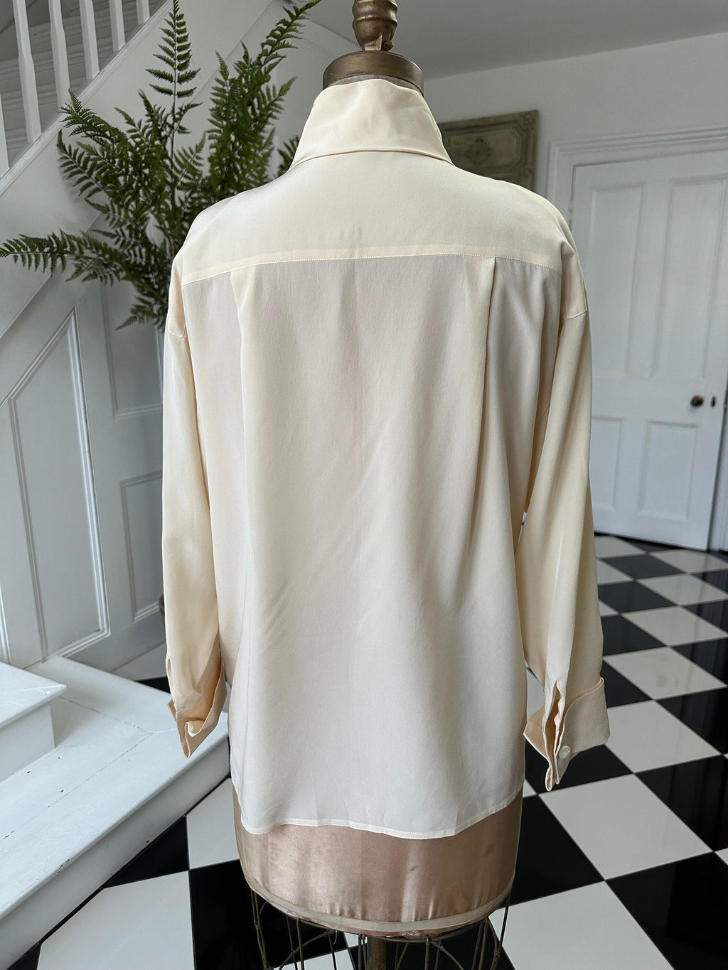 Vintage 1990s cream  long sleeve silk blouse Karl Largerfeld