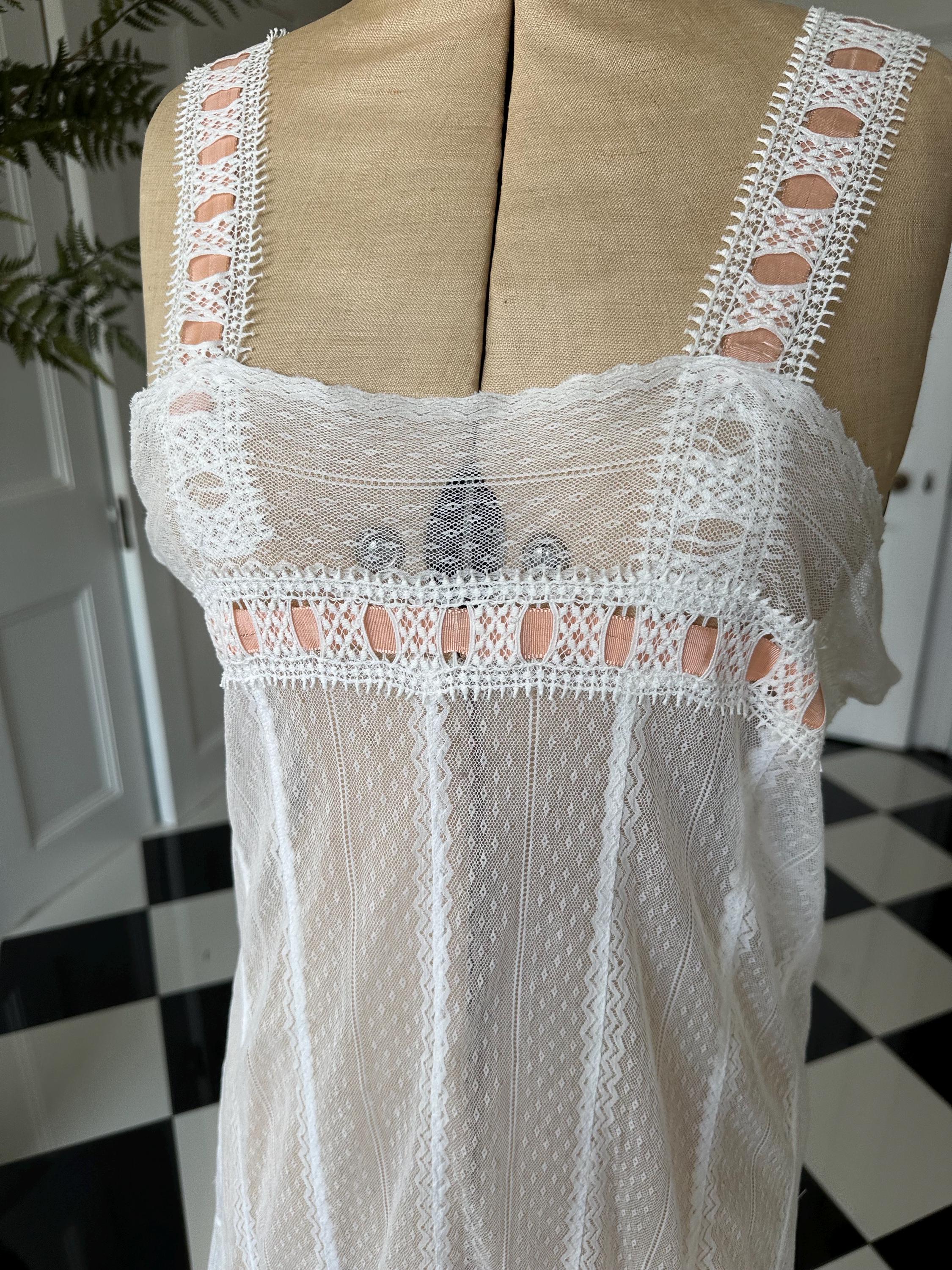 Edwardian lace with silk ribbon night dress