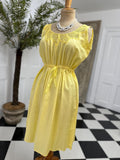Vintage 1950s yellow silk and cotton mix with crochet lace dress