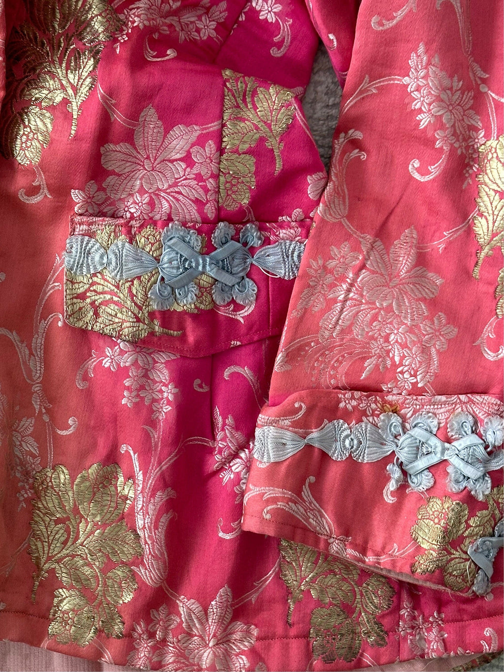 Antique Ottoman jacket in pink brocade with gold thread embroidery