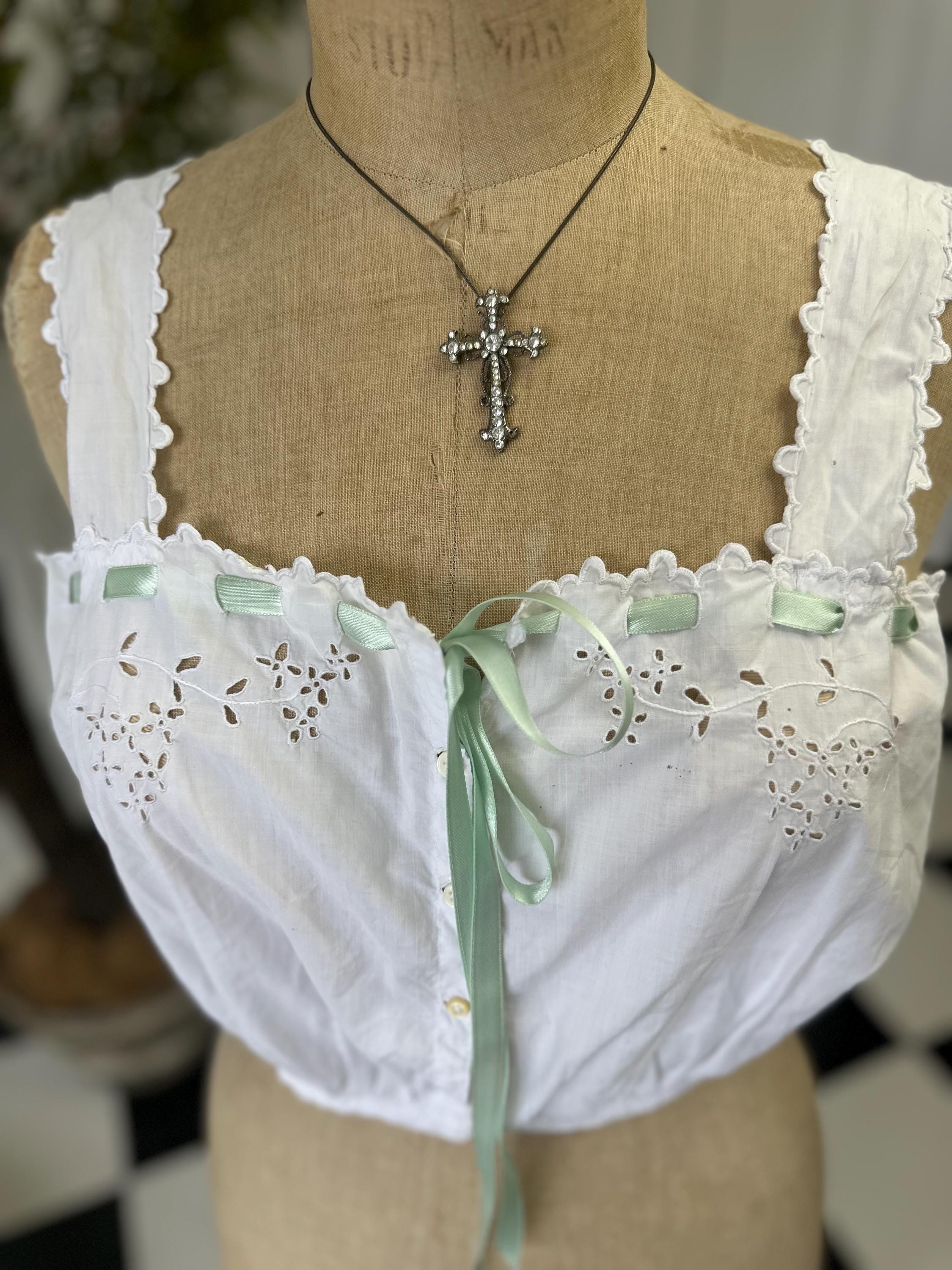 Elegant Victorian Edwardian Lace and Cotton Corset Cover