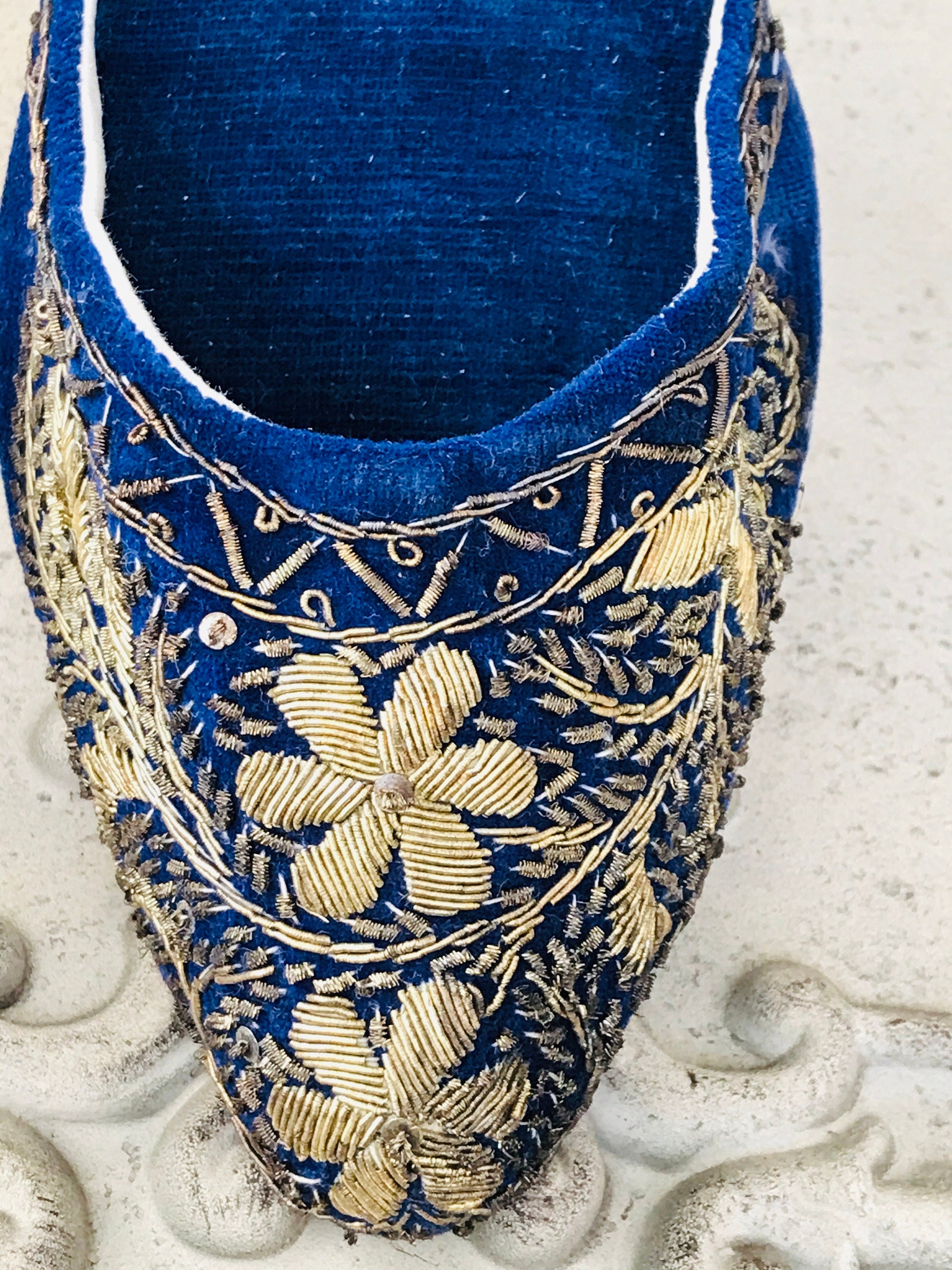 Antique midnight blue Ottoman slippers mules
