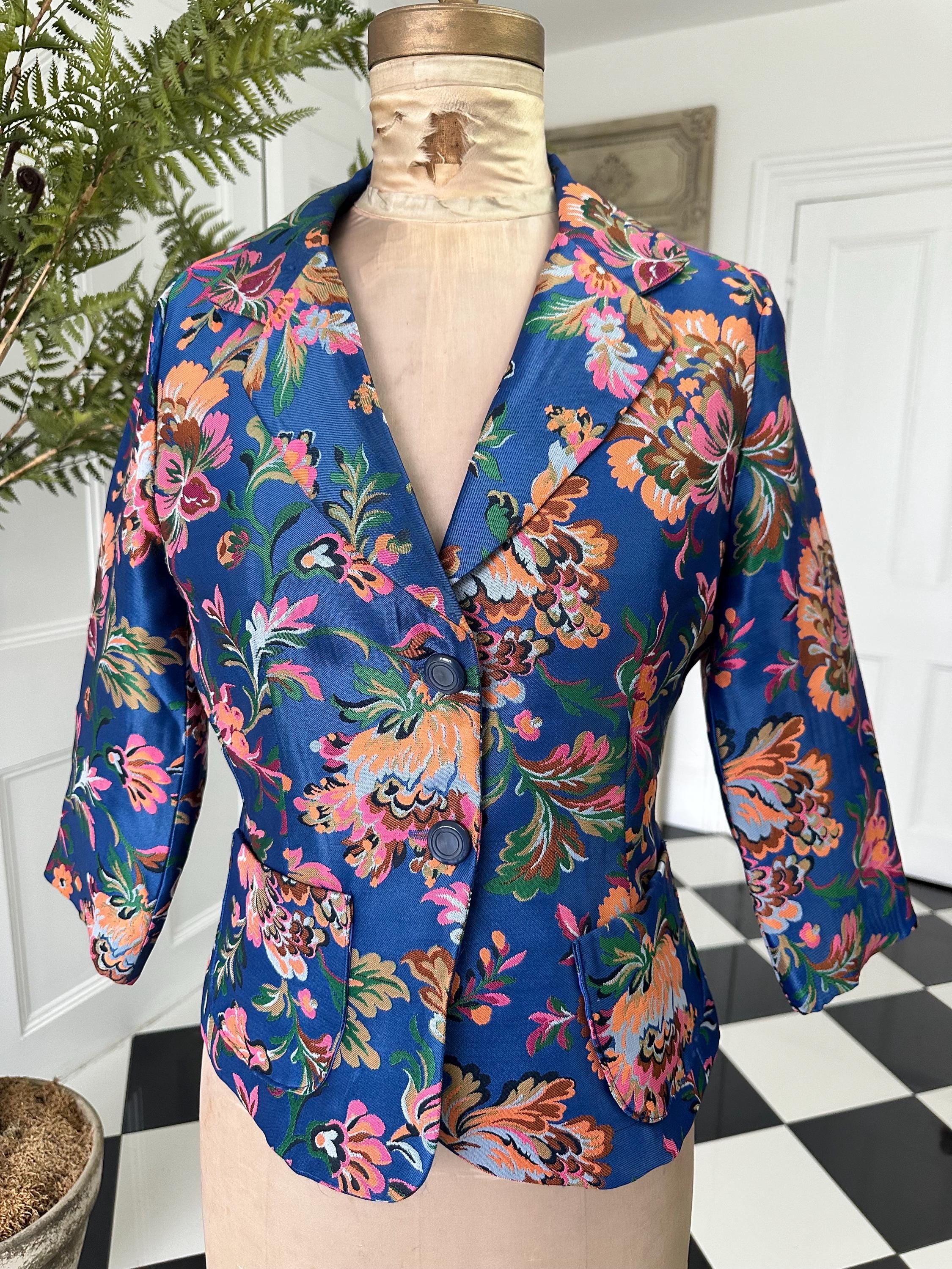 Vintage 1980s early 1990s vibrant cocktail blazer jacket