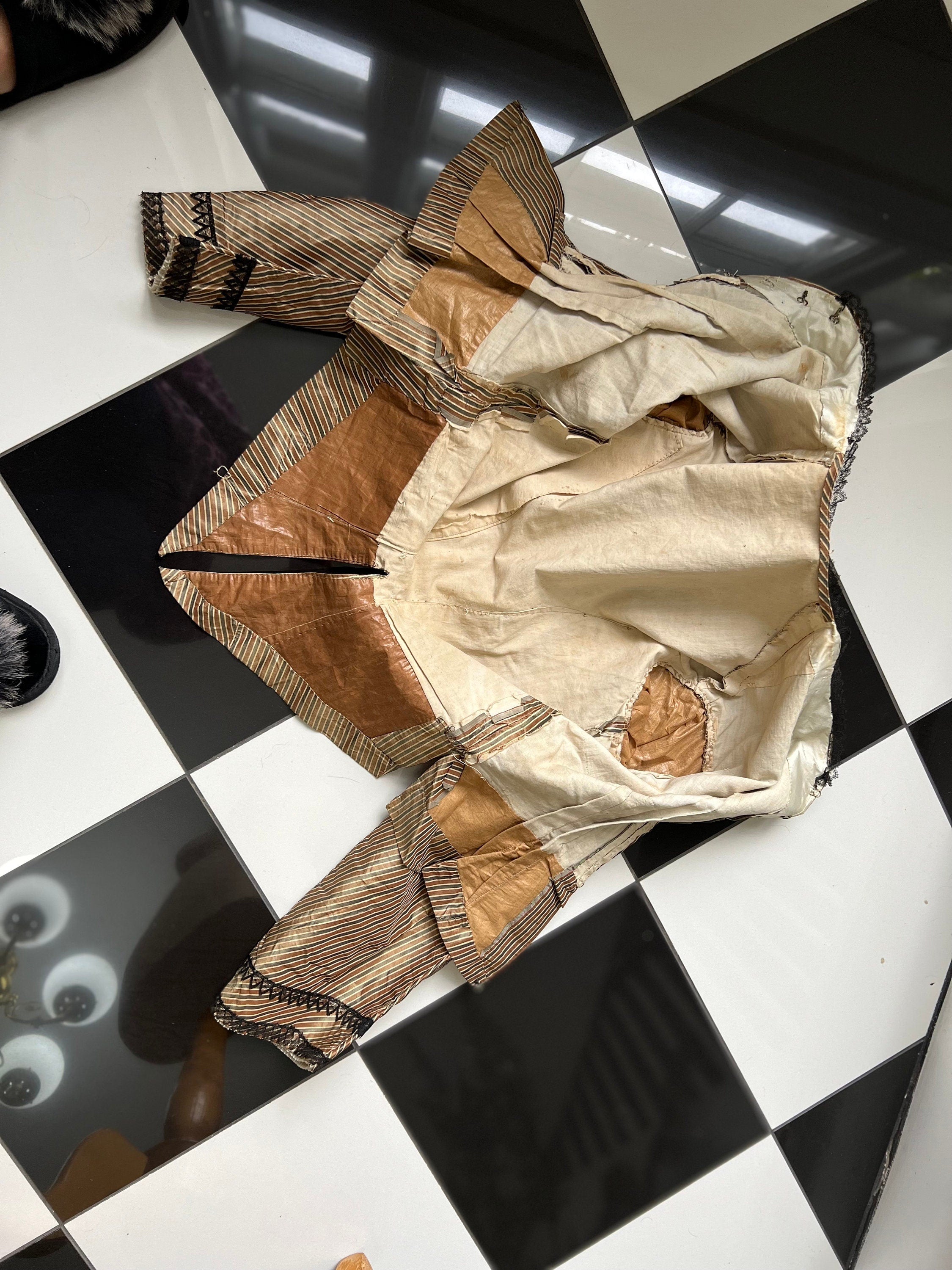 1850s silk bodice blouse in golden bronze  stripes