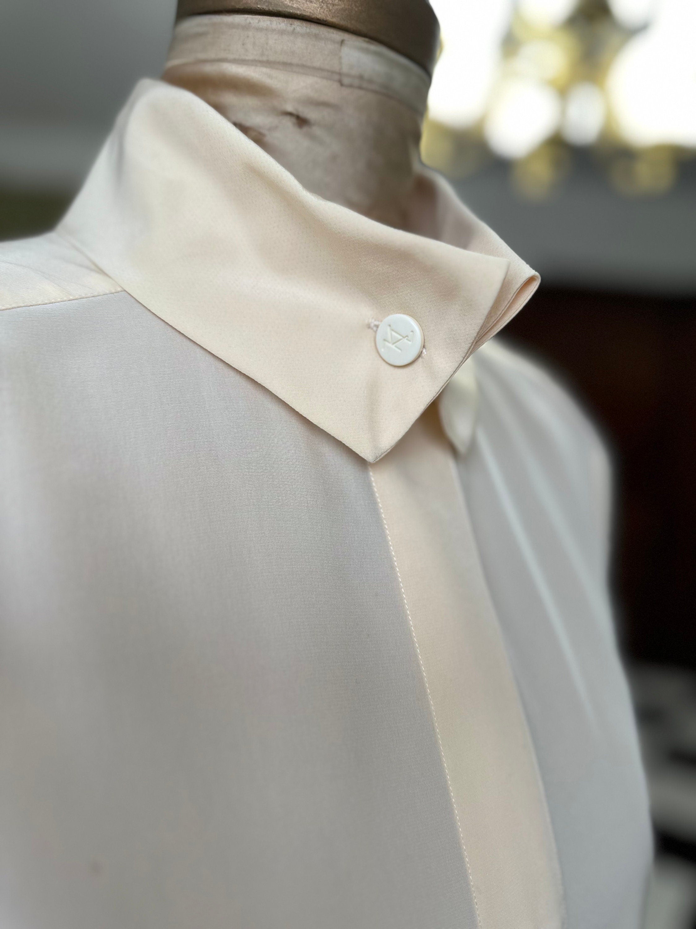 Vintage 1990s cream  long sleeve silk blouse Karl Largerfeld