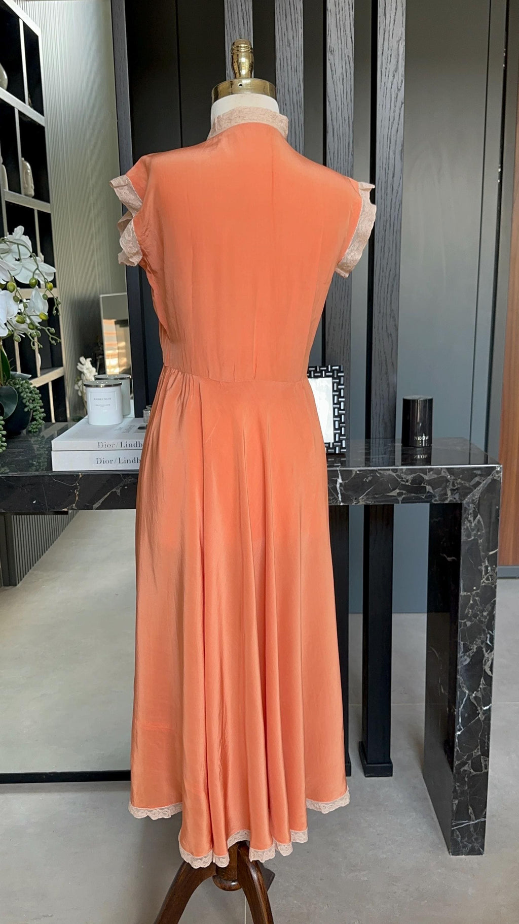 Antique 1920s-1930s Peach Silk  Nightgown dress – Authentic Art Deco dress