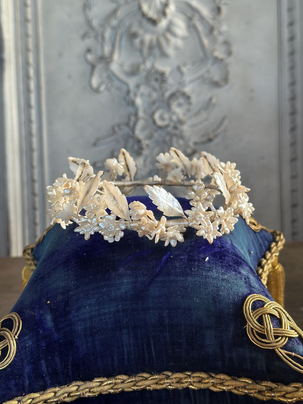 Vintage Floral Wax Tiara Grecian style 1930s 40s