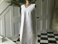 Antique Linen Smock Dress: Hand Embroidered Monogram, UK 8-10