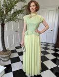 True 1940s Show Stopper Peplum Dress in chiffon and lace