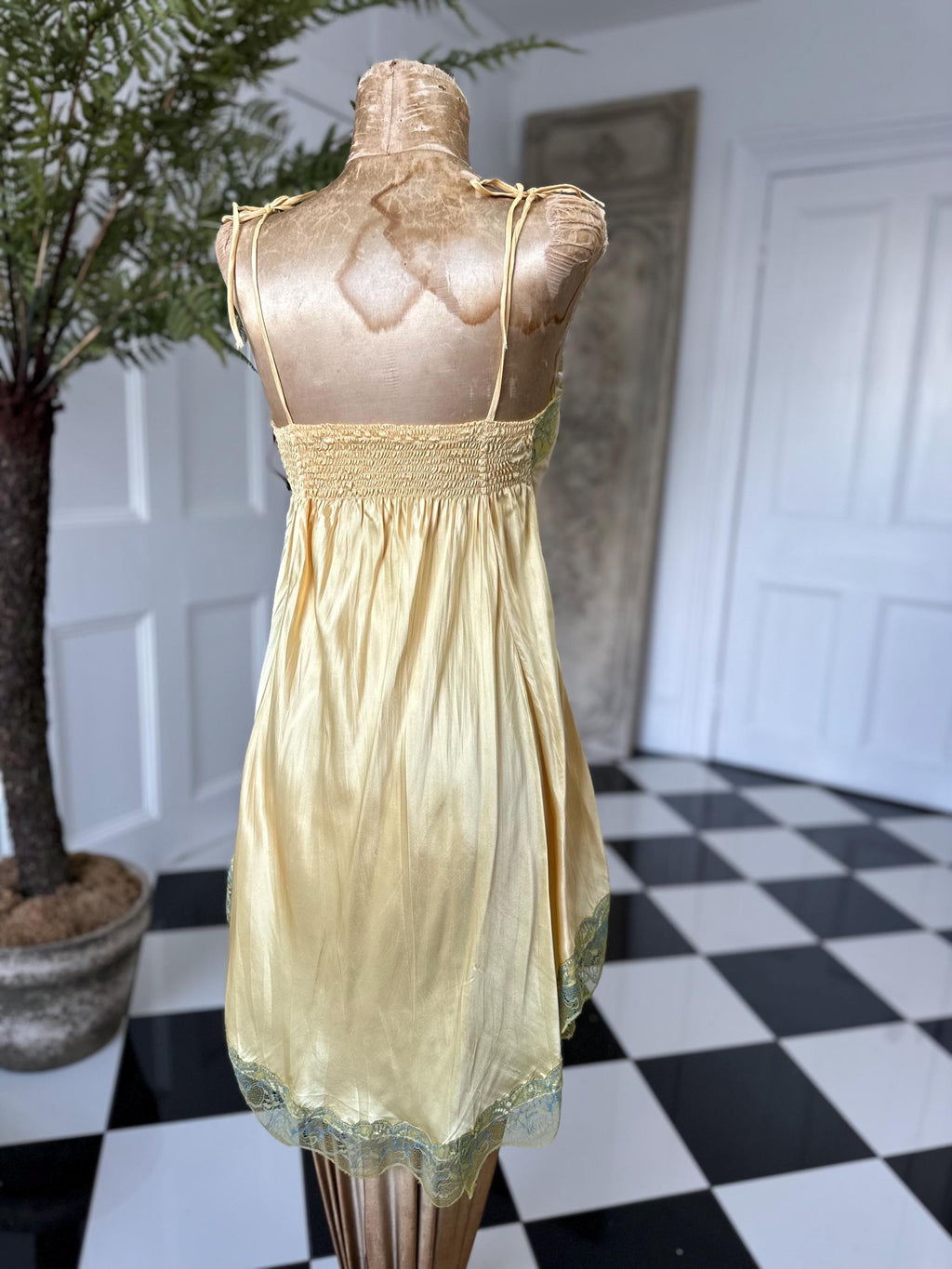 1990s Yellow Silk Slip Dress - In Love by Carling - Adjustable Straps