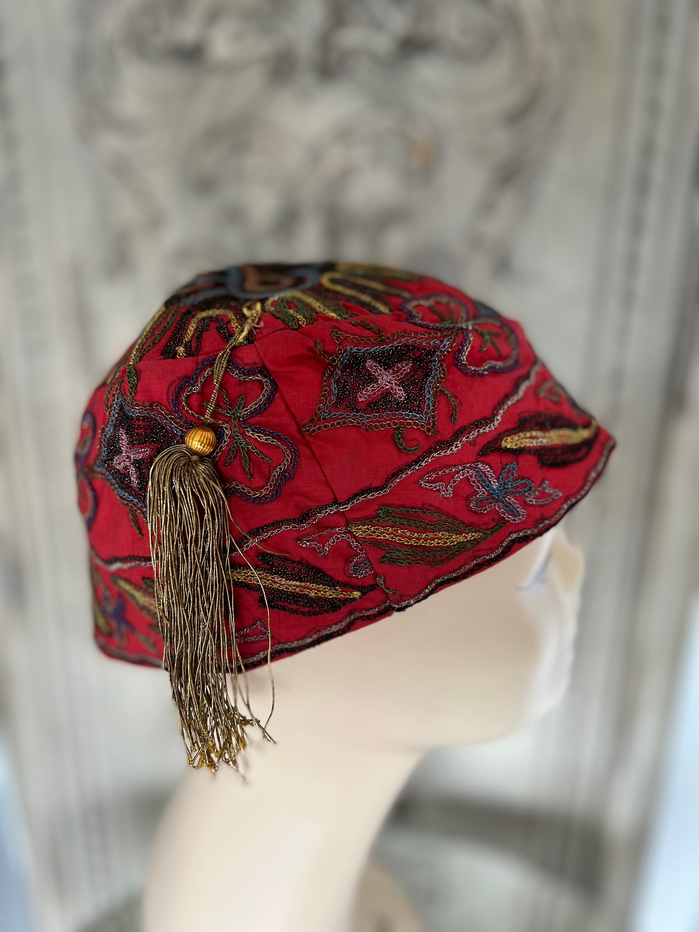 Antique Ottoman embroidered smokers hat and Ottoman  purse