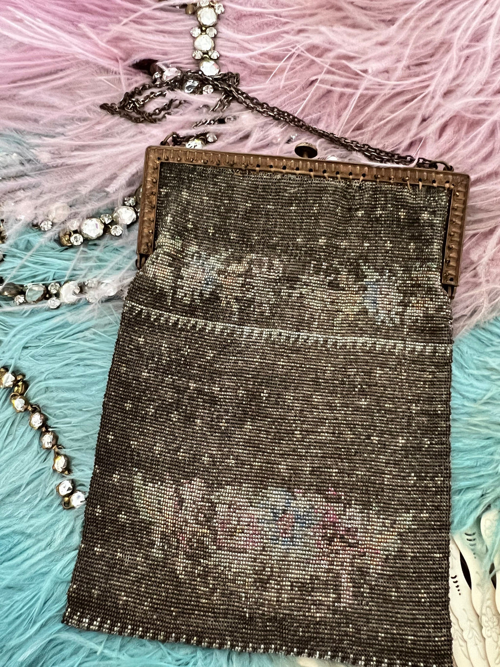 Antique Victorian steel beaded purse