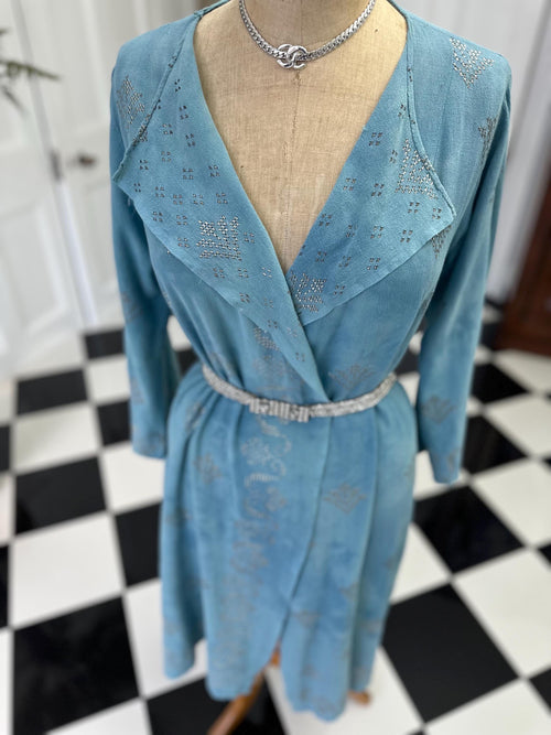 1920s blue silk georgette with duster coat