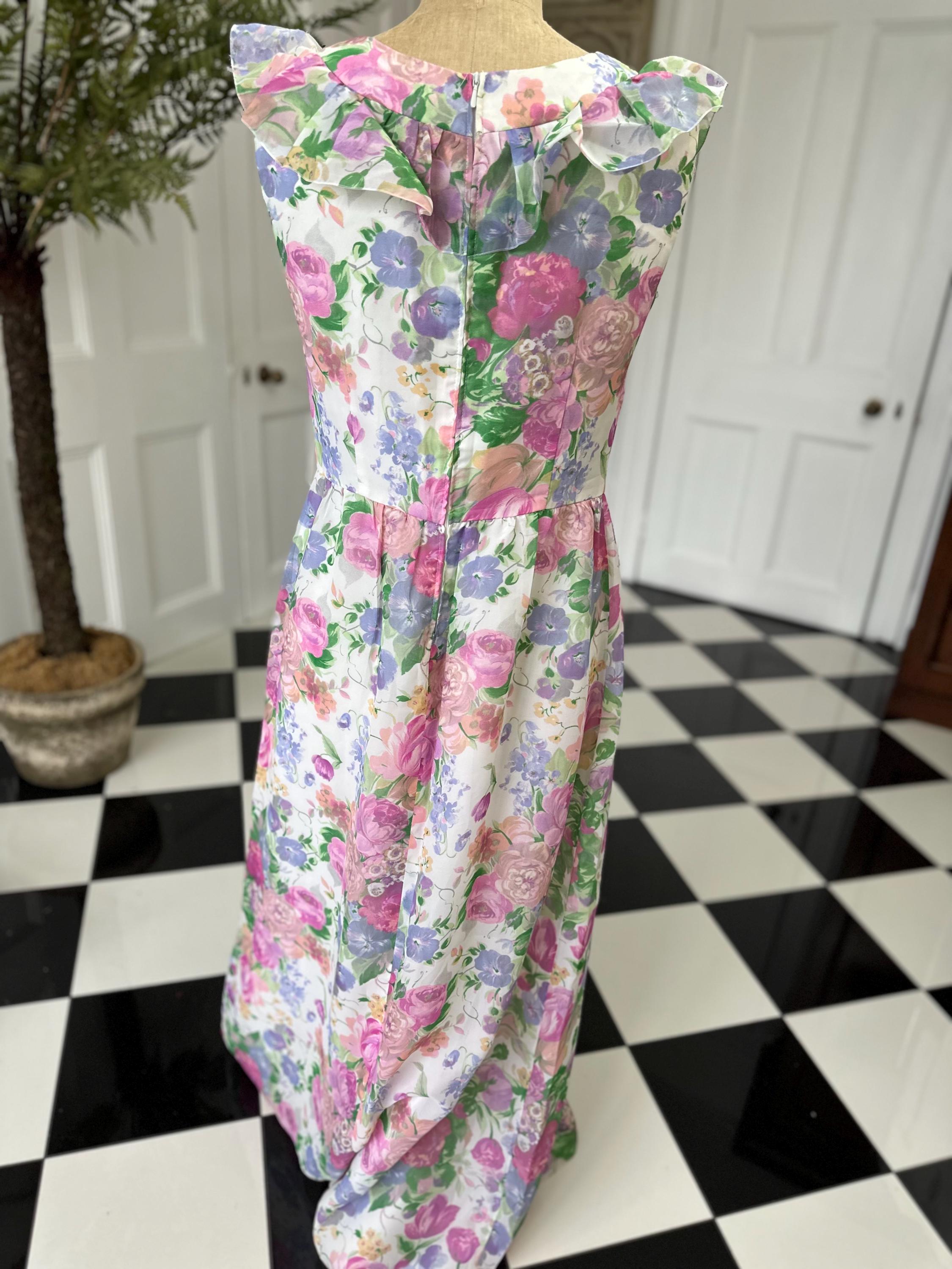 Vintage 1970s sleeveless floral maxi dress