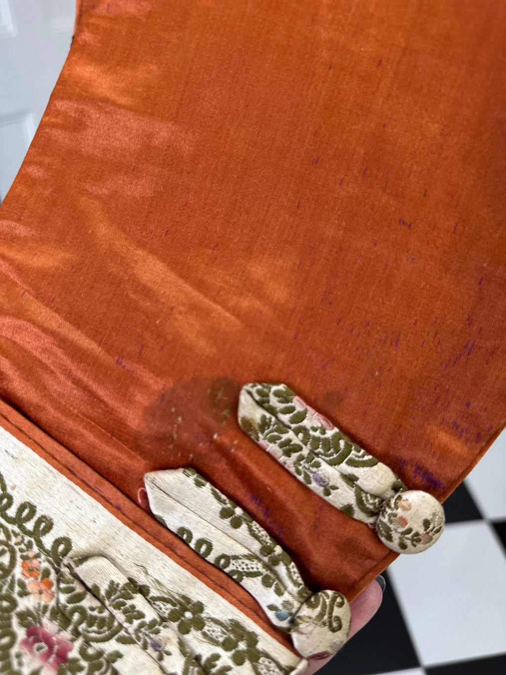 1890s Antique burned orange  silk satin victoria jacket