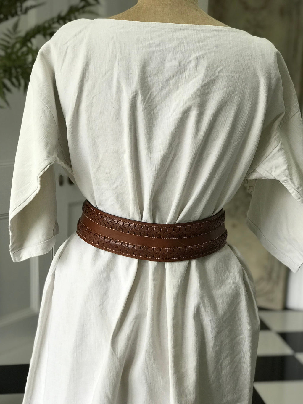 1800s antique French  hemp linen smock dress  monogram ML