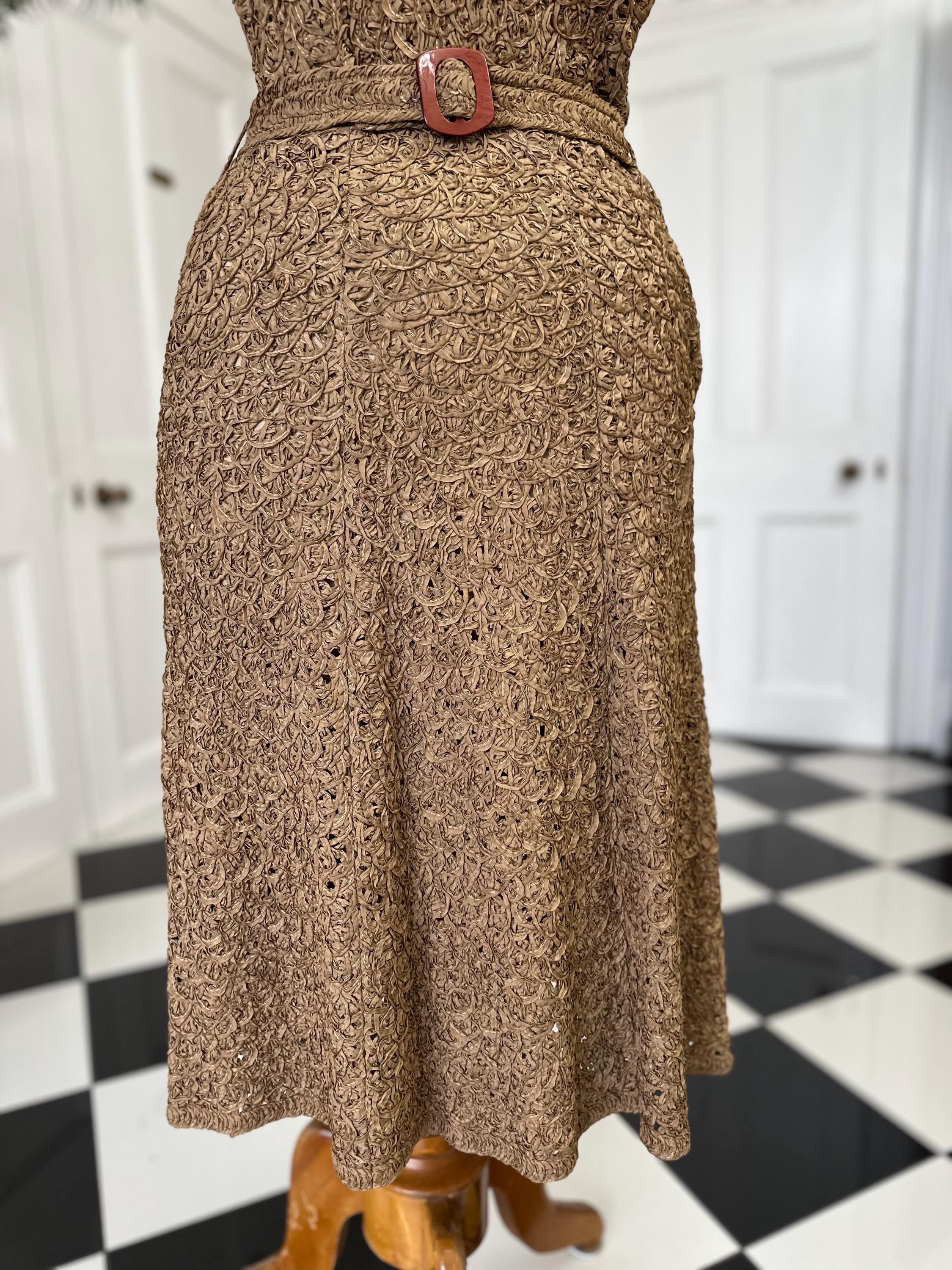 1940s Ribbon Work Dress: Brown Vintage Irene of Glenton