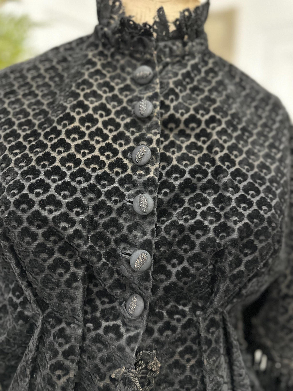 Exquisite 1860s Black Flock Velvet Dolman Cape