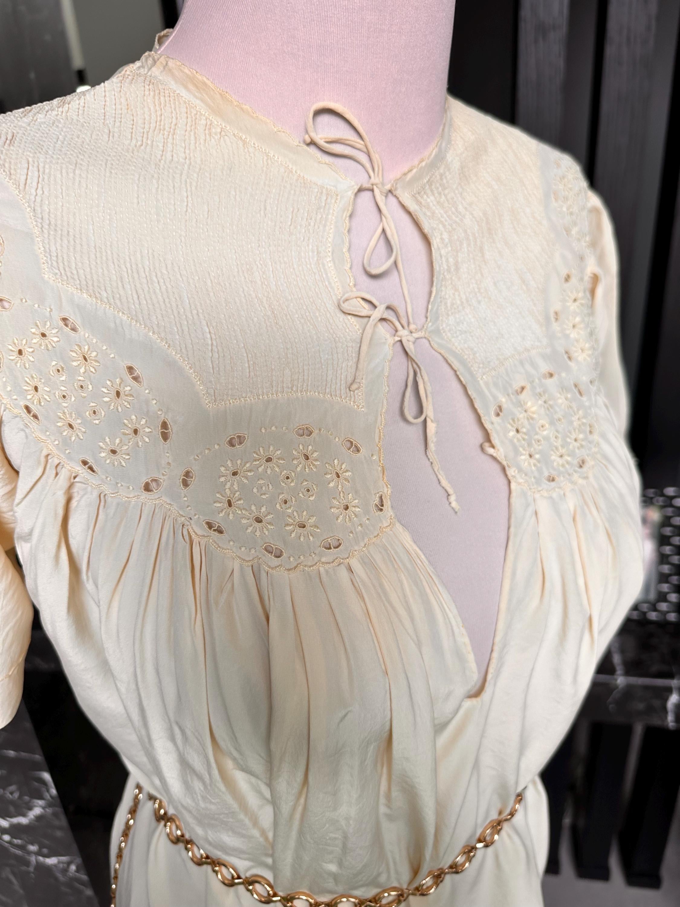 Antique 1920s-1930s Hand-Smocked Silk Gown – Rare Art Deco Collector's Piece