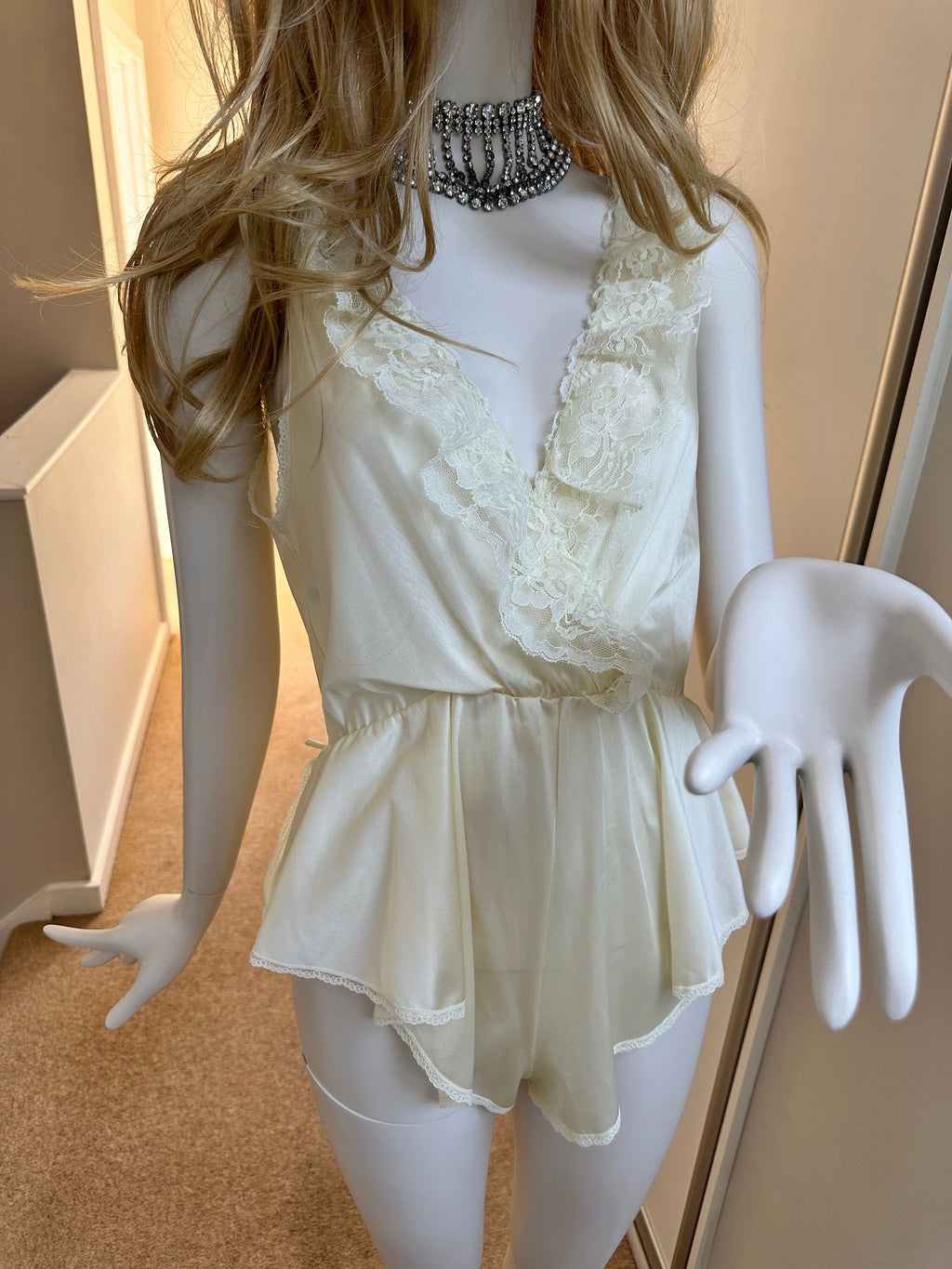 1970s Sexy lace teddy combination babydoll underwear