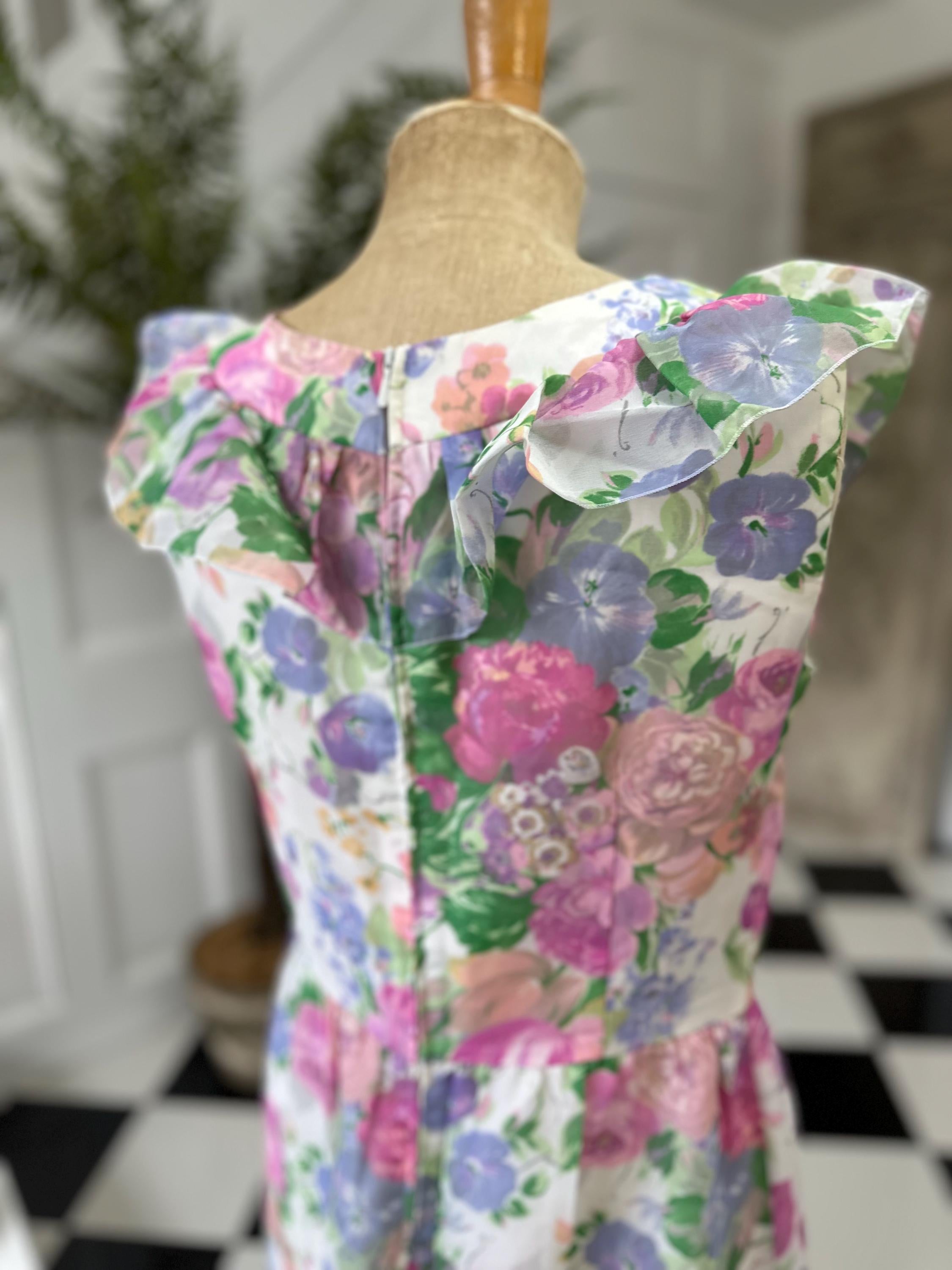 Vintage 1970s sleeveless floral maxi dress
